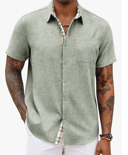 Loose-fitting Solid-color Linen Shirt For Men 17
