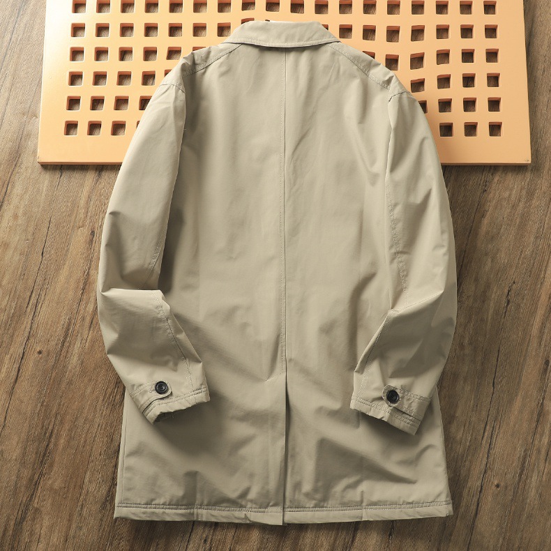 Men's Windproof Waterproof Thickened Thermal Quilted Mid-length Trench Coat