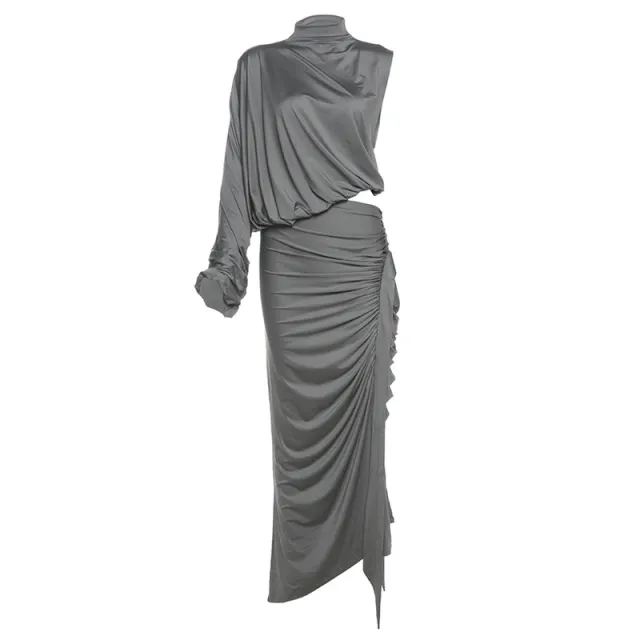 Women's Half Turtleneck Shoulder Sleeve Top Suit Gray - Shop at LoveMi