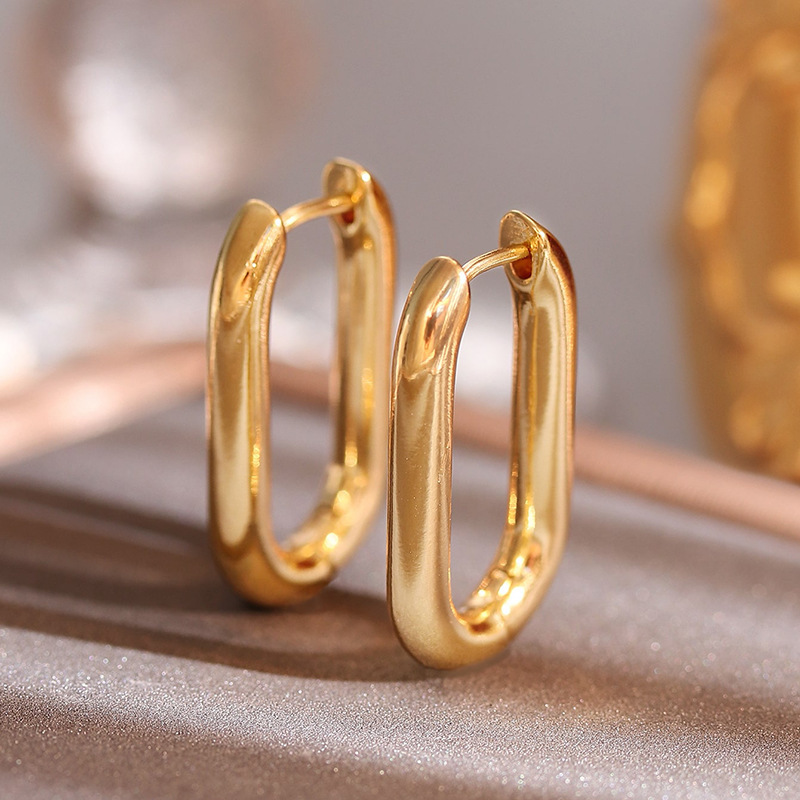 Simple Rectangular Copper-plated Gold Ear Clip