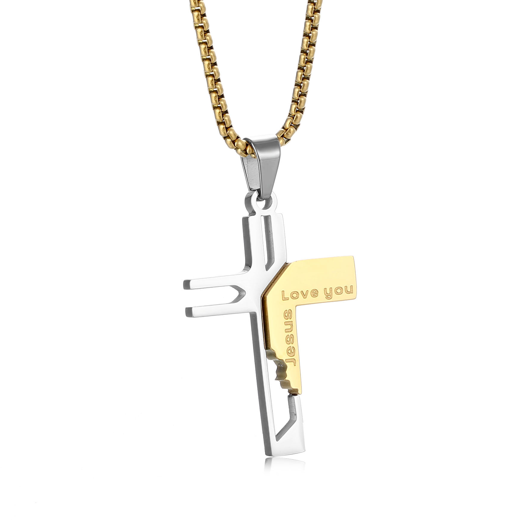 Titanium Steel Non Fading Men's Cross Pendant Necklace