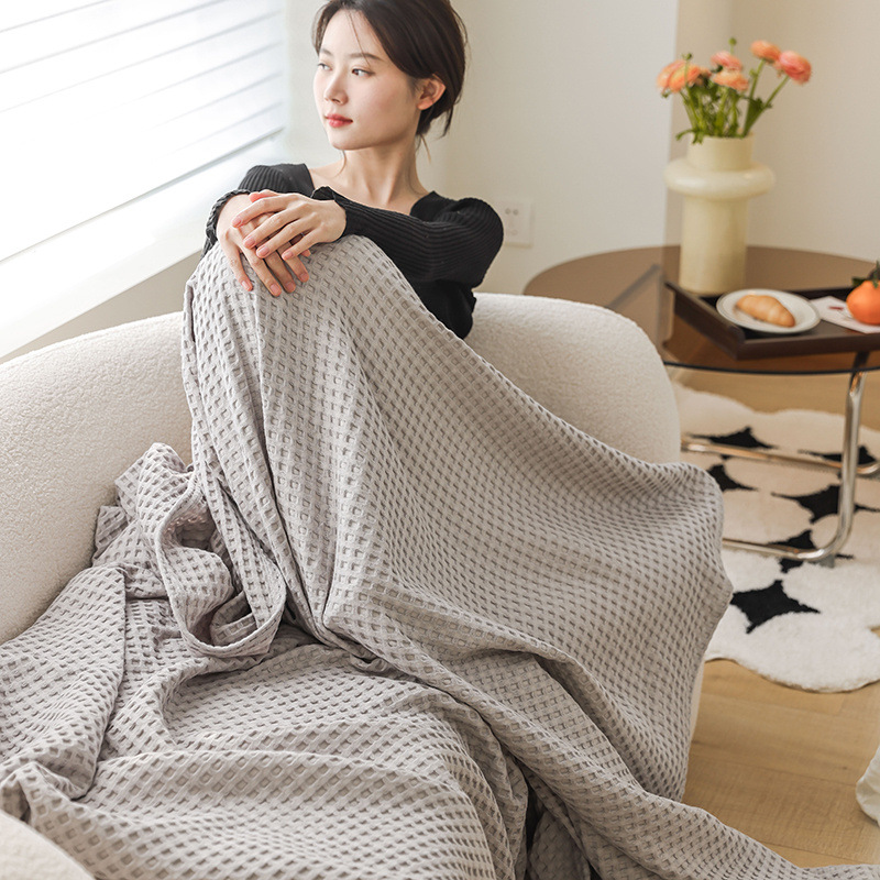 Cotton SingleDouble Waffle-Weave Towel Blanket