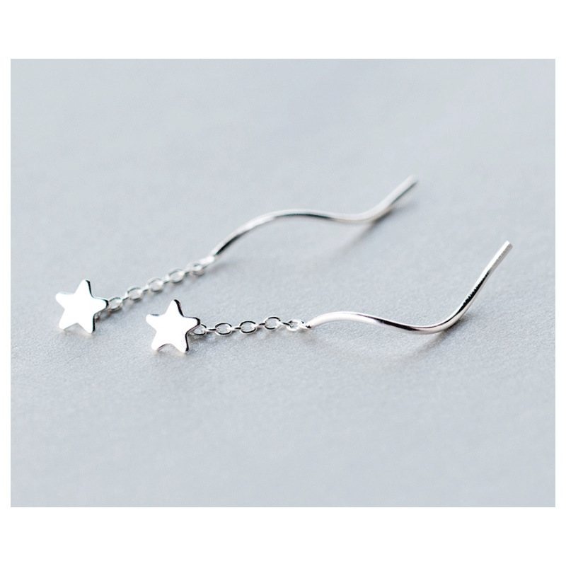 Fashion Personality Five-pointed Star S925 Silver Earrings Female