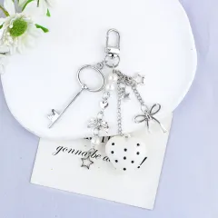 Retro Zinc Alloy Key Bow Love Heart Chain Key Ring - Q17683 - View 1