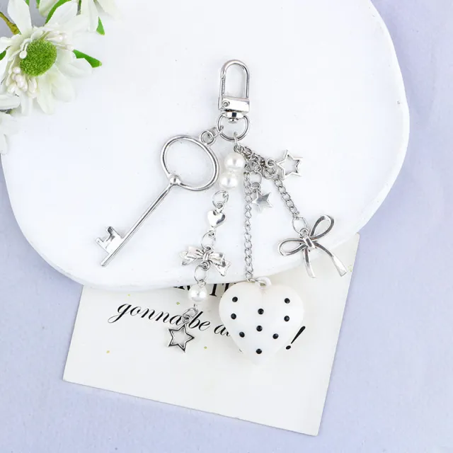 Retro Zinc Alloy Key Bow Love Heart Chain Key Ring Q17683 - Shop at LoveMi