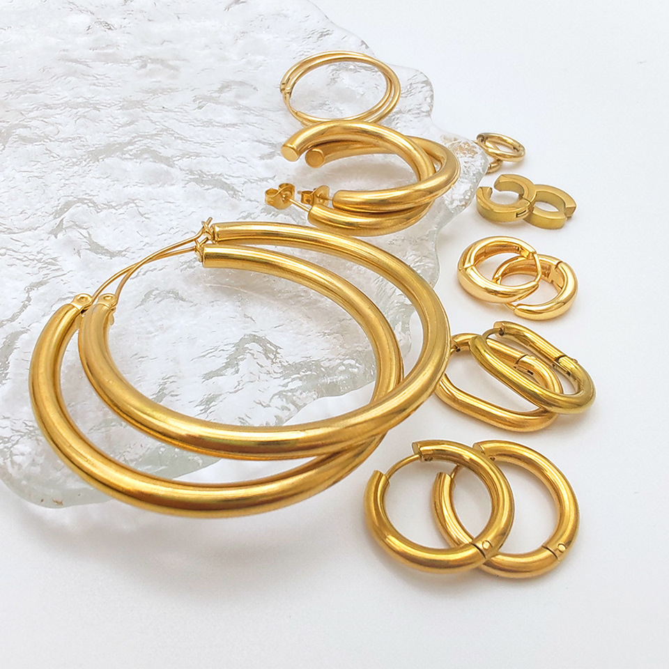 Fashionable Gold-Plated Stainless Steel Earrings