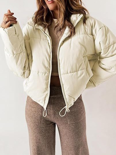 Stand-collar Puffer Cotton-padded Coat For Petite Figures