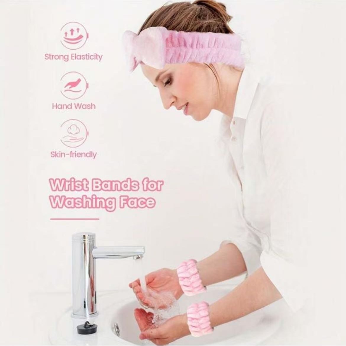 Facial Wash Headband Cleansing Puff Face Brush Travel Toiletry Set