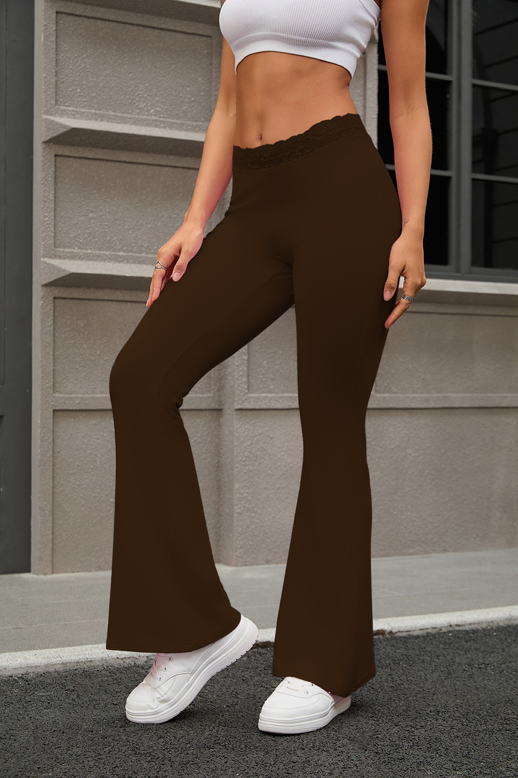 Lace Flared Yoga Pants, picture 7 of 8