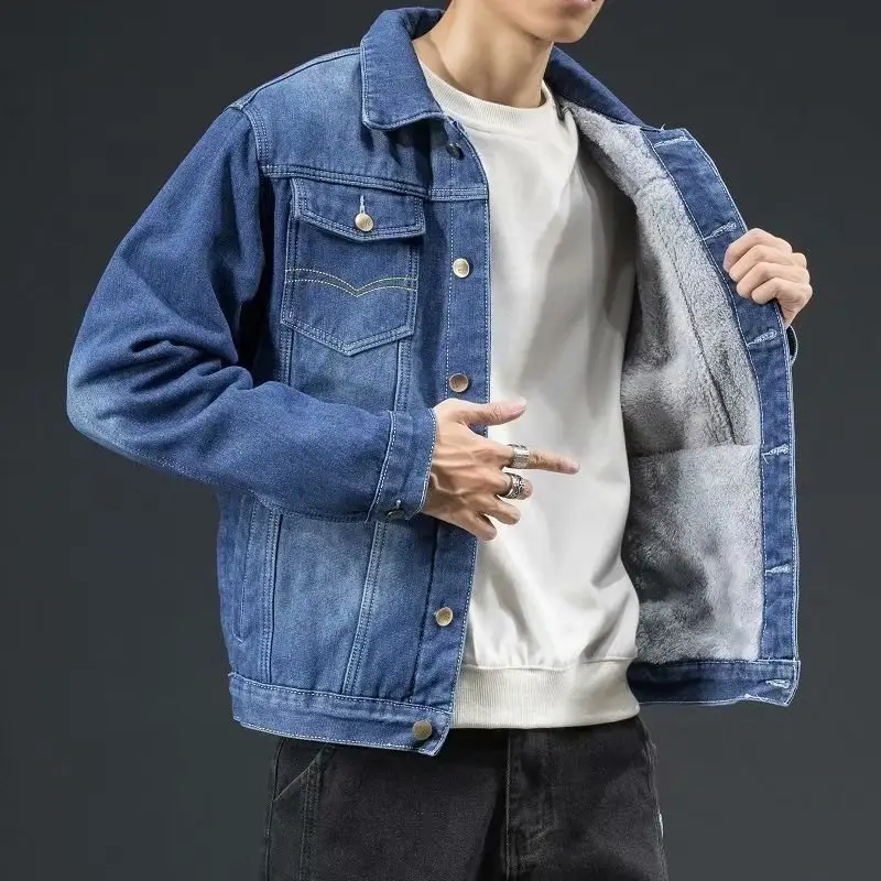 Men's Denim Jacket Autumn Loose Trendy Warm