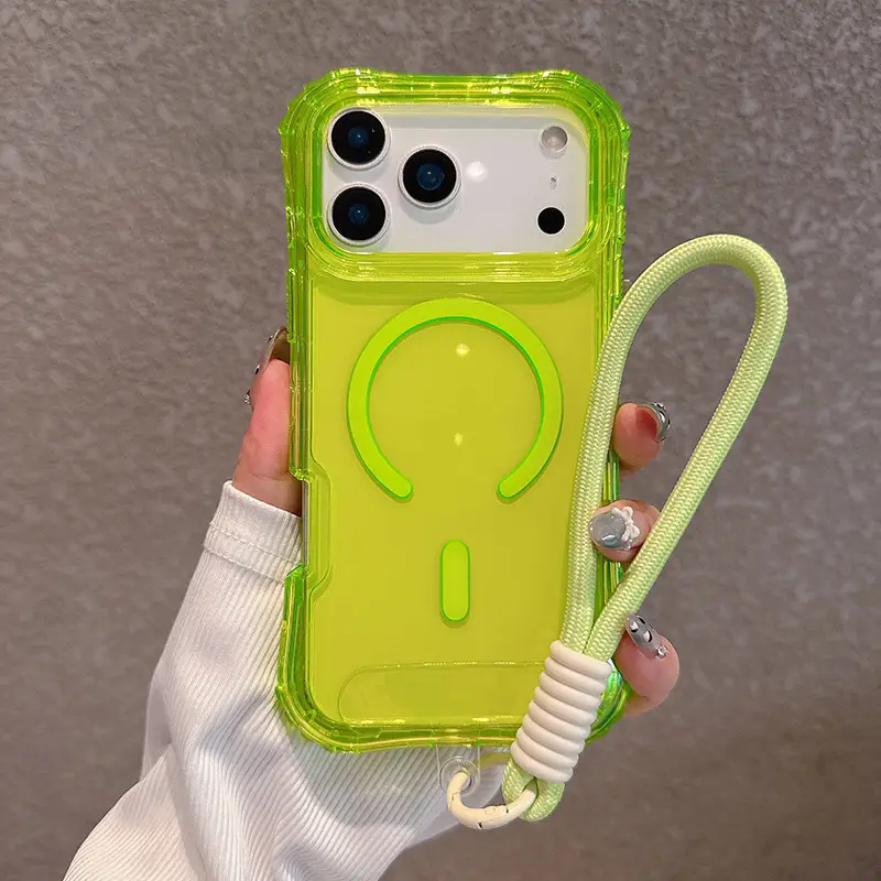 Phone Case With Colored Border 3-in-1 Drop-resistant Magnetic Protective Cover