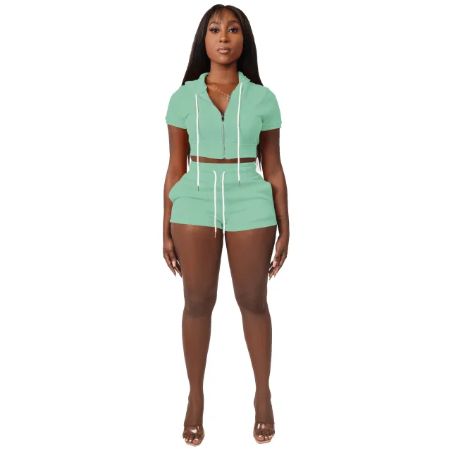Top Hoodie Two piece Set Suit Emerald Green - Shop at LoveMi