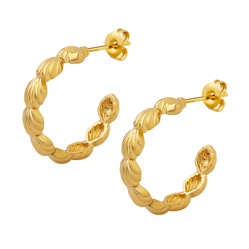 Hong Kong Style Ins Trendy Fashion Commuter Copper Shell C- Shaped Earrings Ear Rings