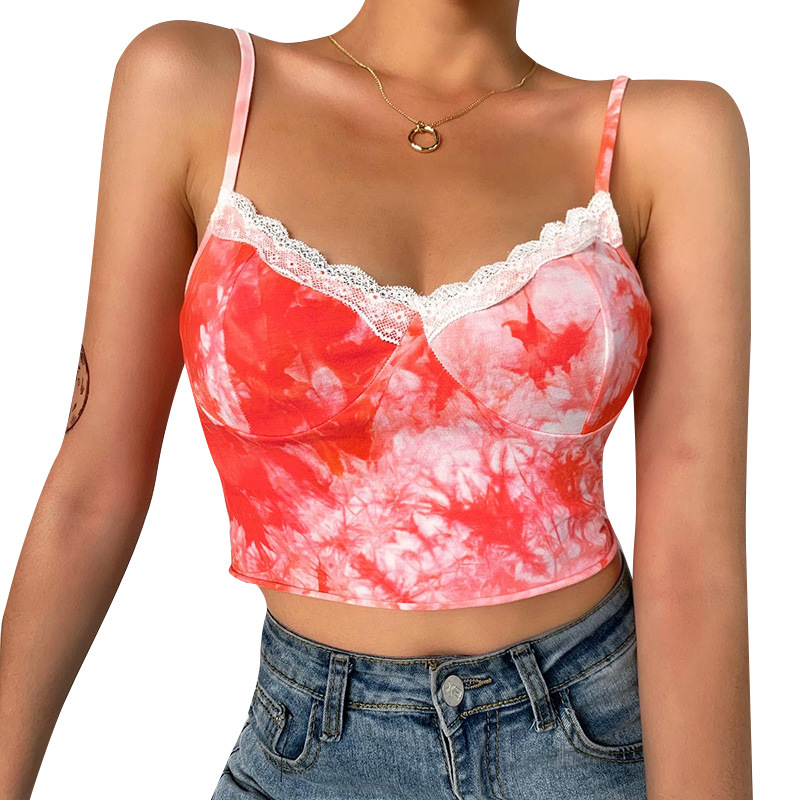 Title 7, Sexy Slim Halter Stitching Tie-dye Camisole