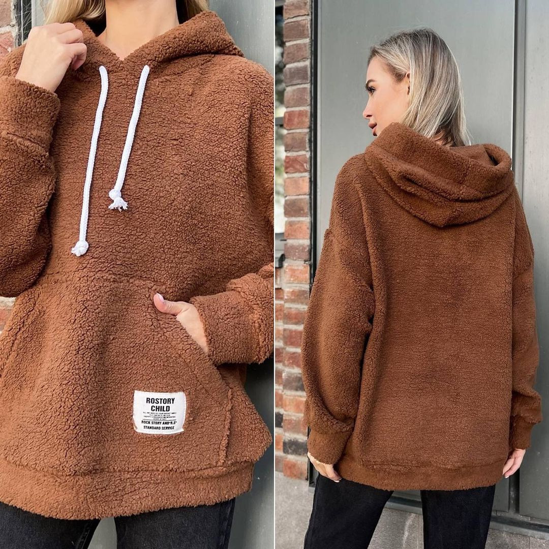 European And American Flannel Loose Long-sleeved Pullover - Image 9