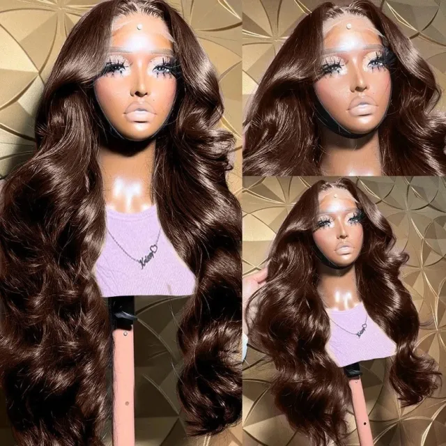 Front Lace Wig Women's Mid length Large Wave Long Curly Hair Dark Brown - Shop at LoveMi