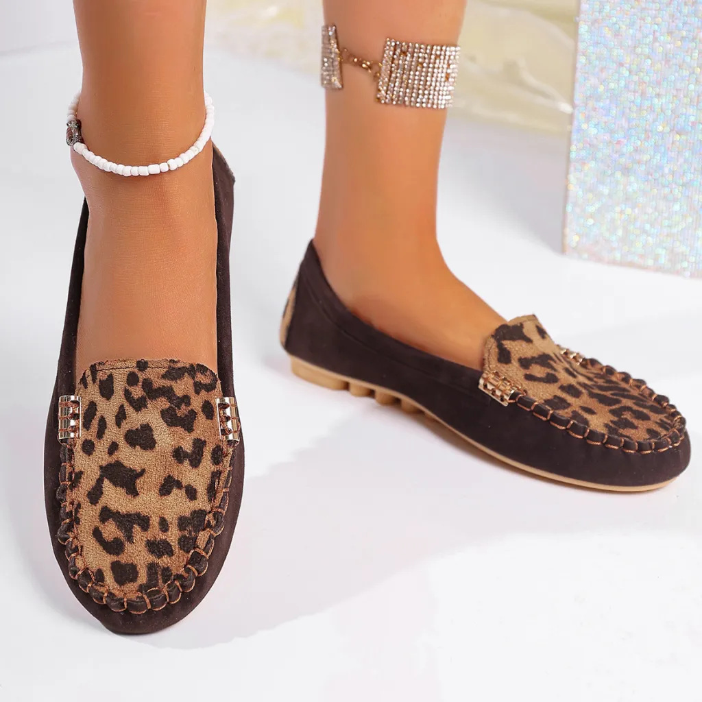 Flat Slip-on Women's Shoes Loafers Big Women's Shoes - Leopard