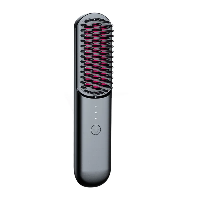 Women's Home Anion Wireless Portable Hair Curler And Straightener Dual-use Electric Comb - Black