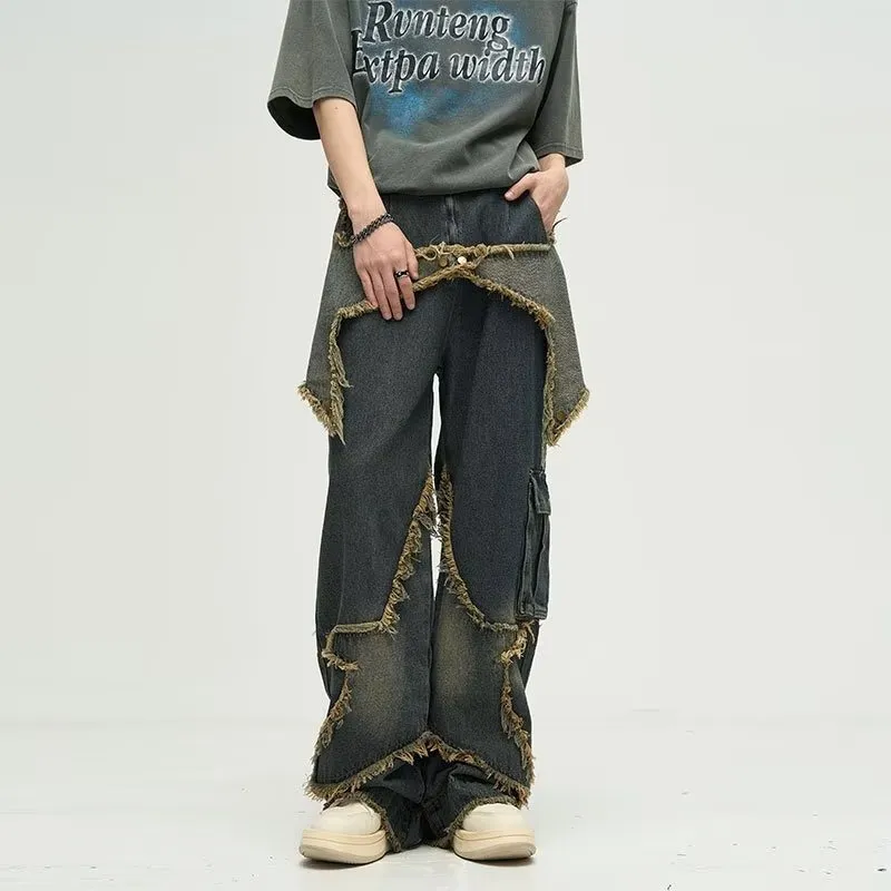 Plus Size Retro Straight Loose Wide-leg Workwear Jeans