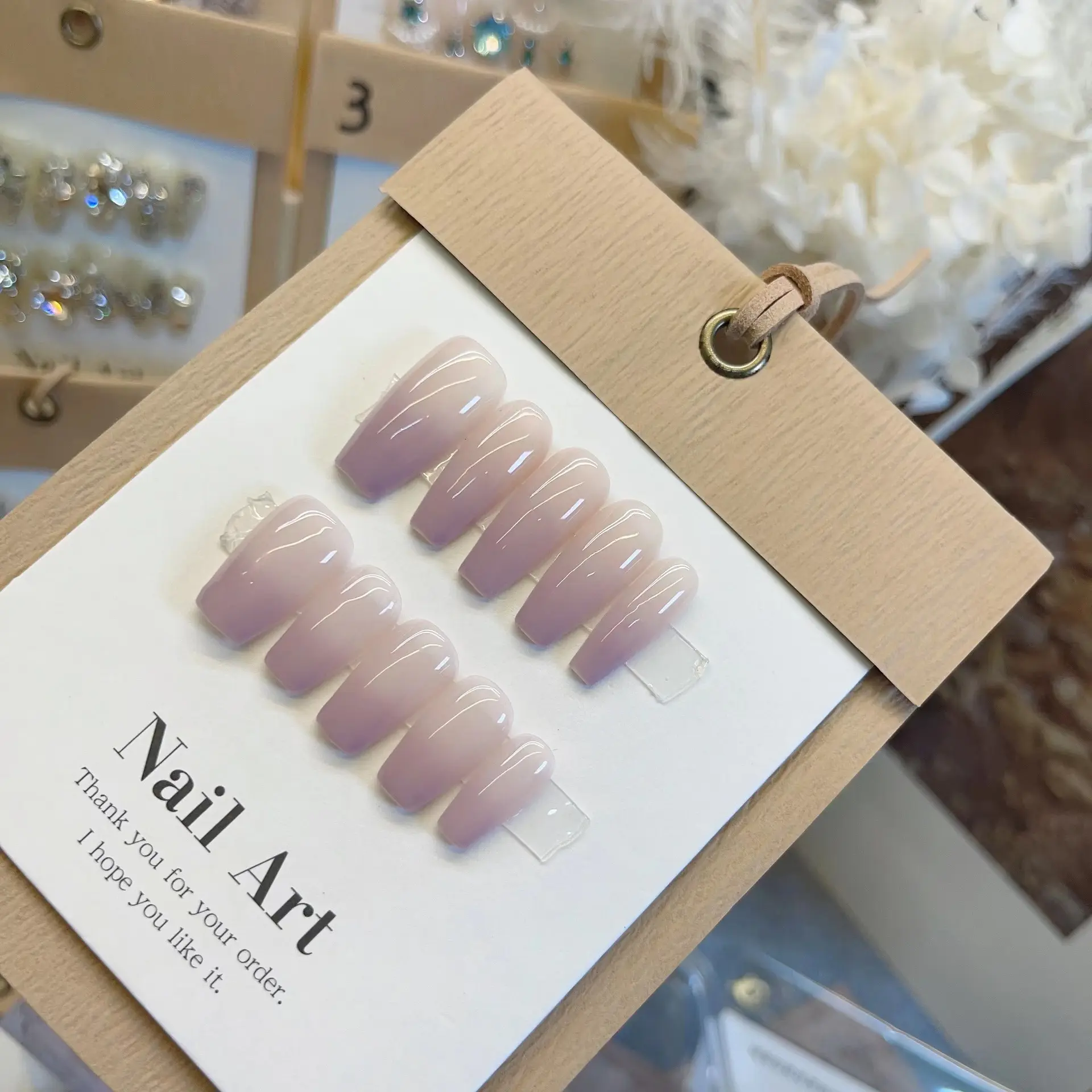 Taro Pure Color Gradient Handmade Wear Nail