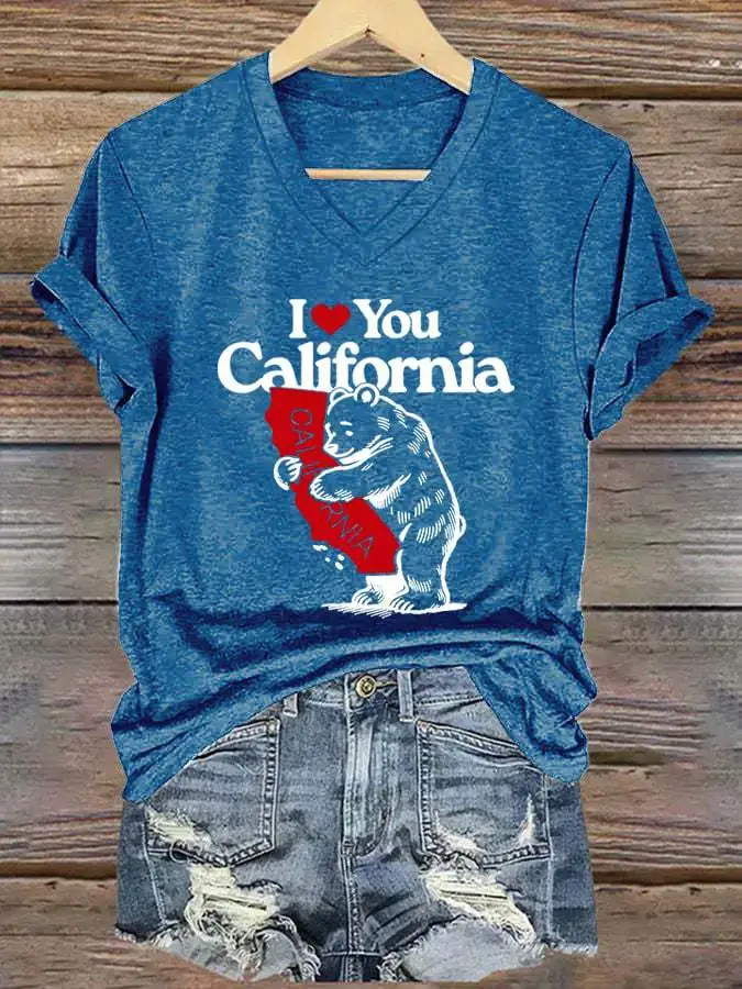 Bear Top Women's V-neck Casual Short Sleeve - Llk34-6Xl
