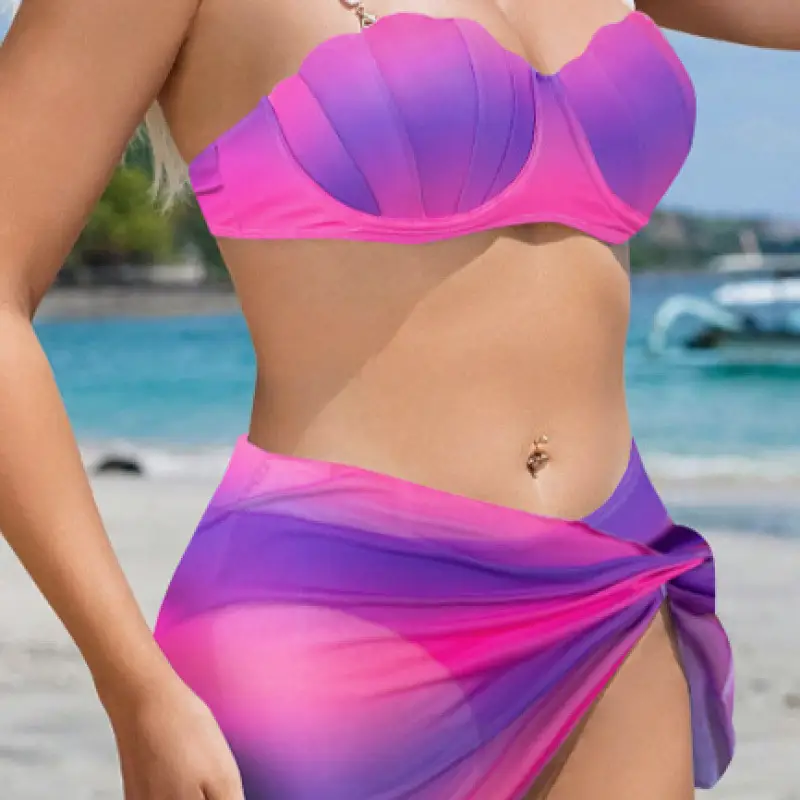 Beach-style Three-piece Swimsuit For Women
