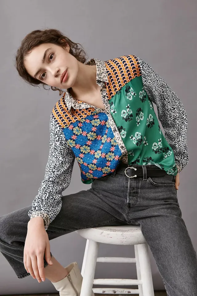 Print Lapel Long Sleeve Shirt Women's 13 Figure - Shop at LoveMi