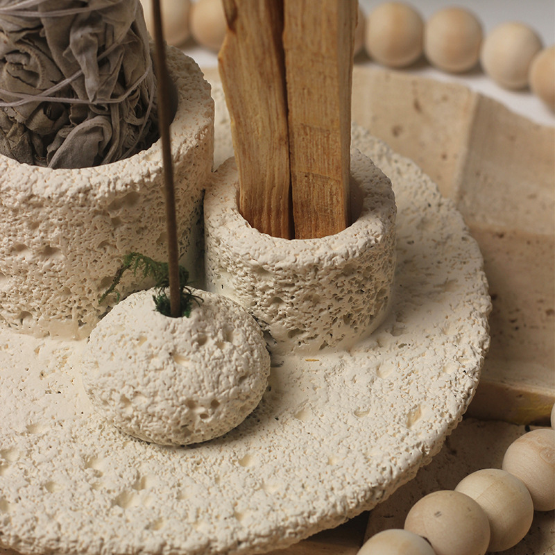 Burning Tool Container Multi-function Tray Retro Ceramic Plate Candlestick