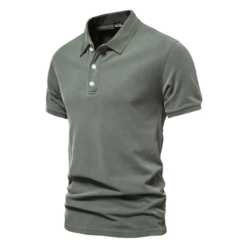 Lapel European And American Sports Men Twill Short Sleeve