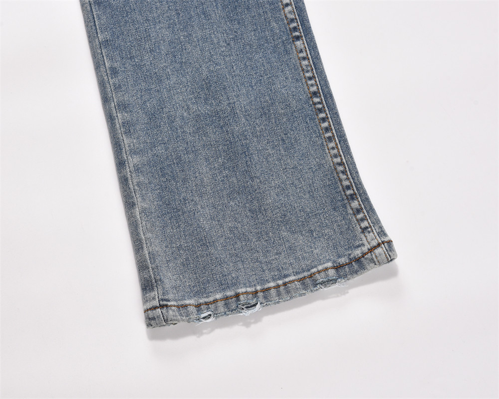 Retro Washed Denim Straight-leg Trousers Male