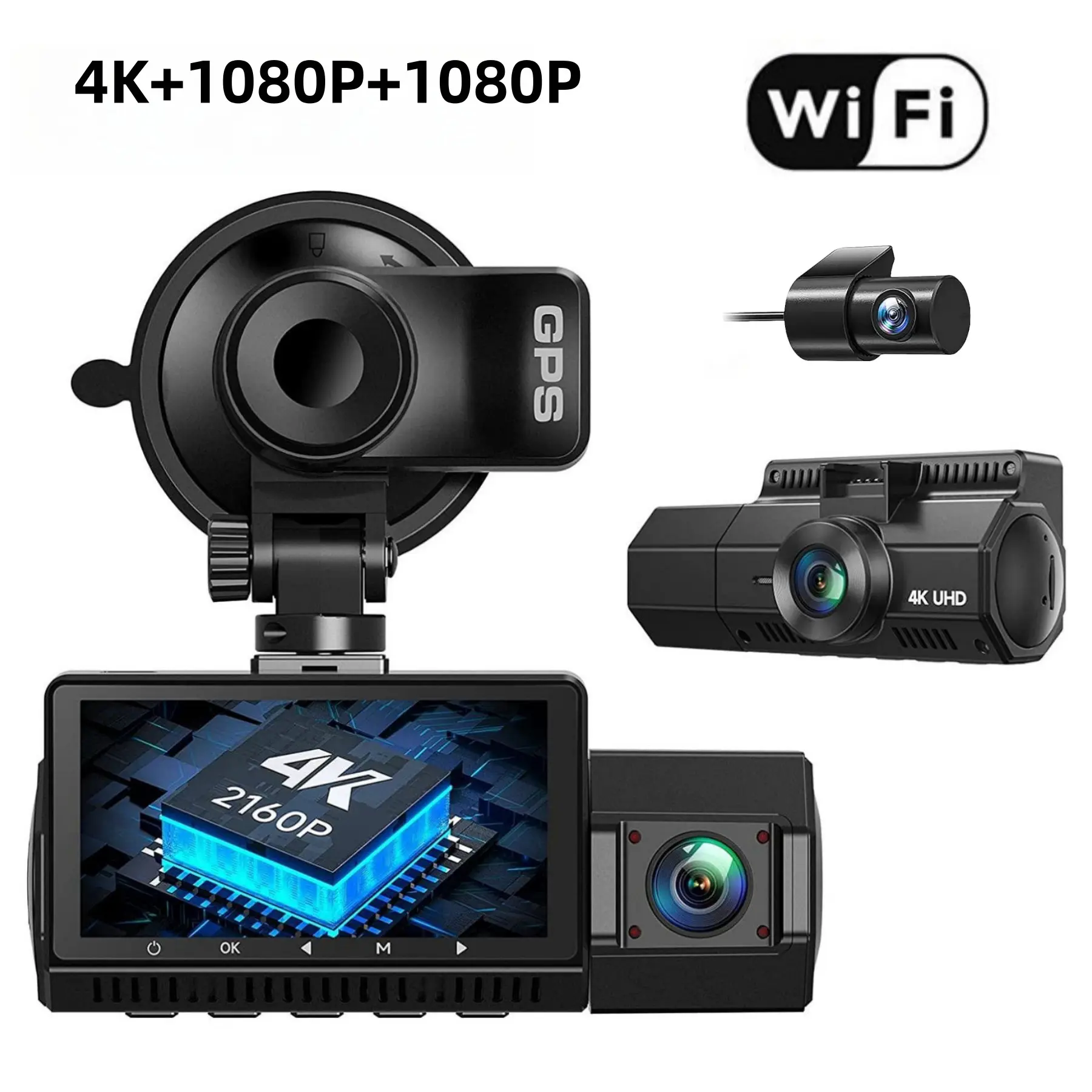 Three-record WIFI Mobile Phone Interconnection Dashcam Car