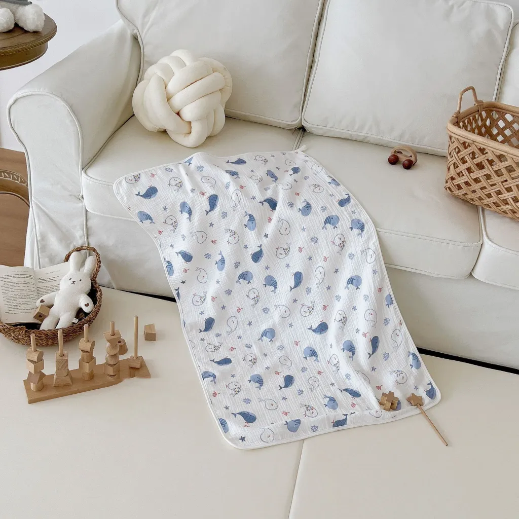 Baby Pure Cotton Super Soft Bath Towel - Blue Dolphin