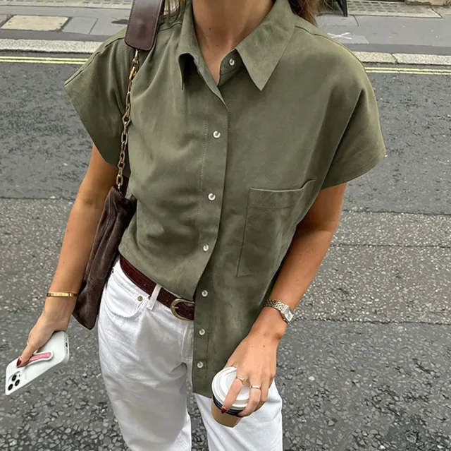 European And American Retro Green Lazy Women's Fashion Shirt Green - Shop at LoveMi