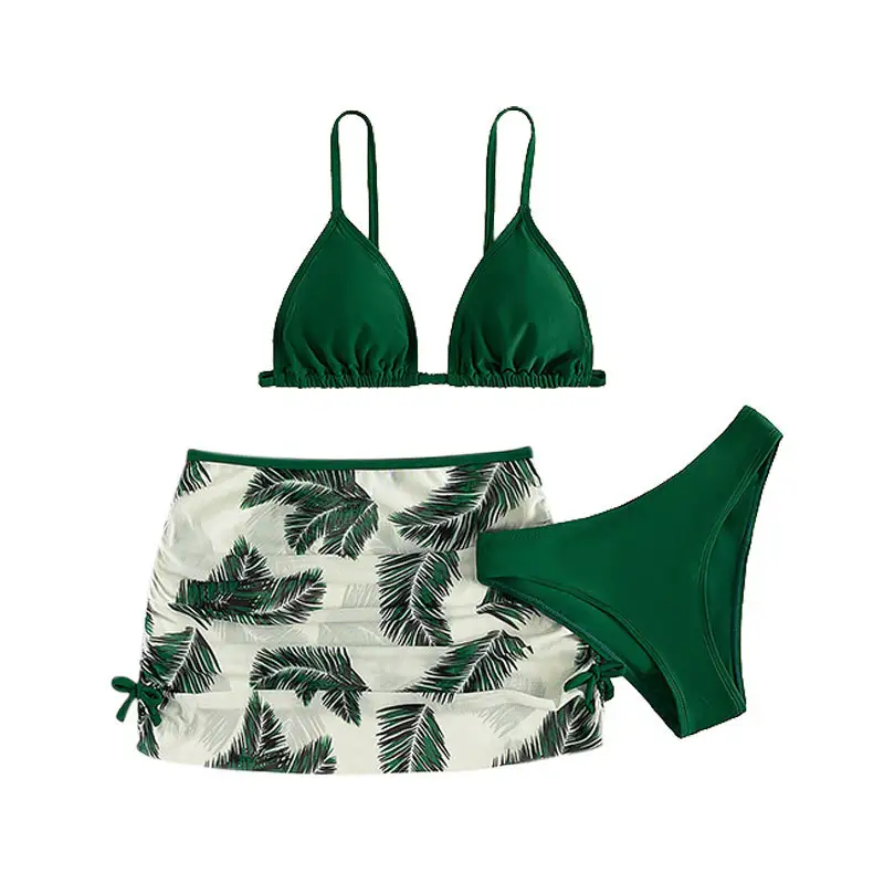 Medium And Large Children's Swimsuit Three-piece Printing