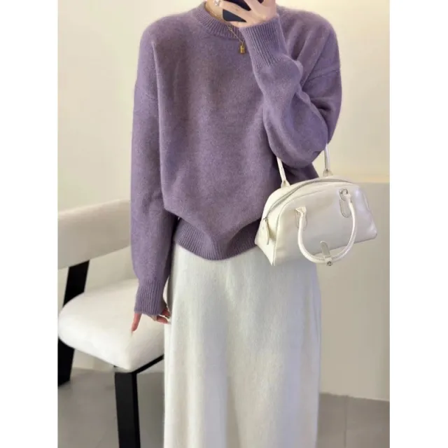Loose And Lazy Style Thickened Sweater Top For Women Light Purple - Shop at LoveMi