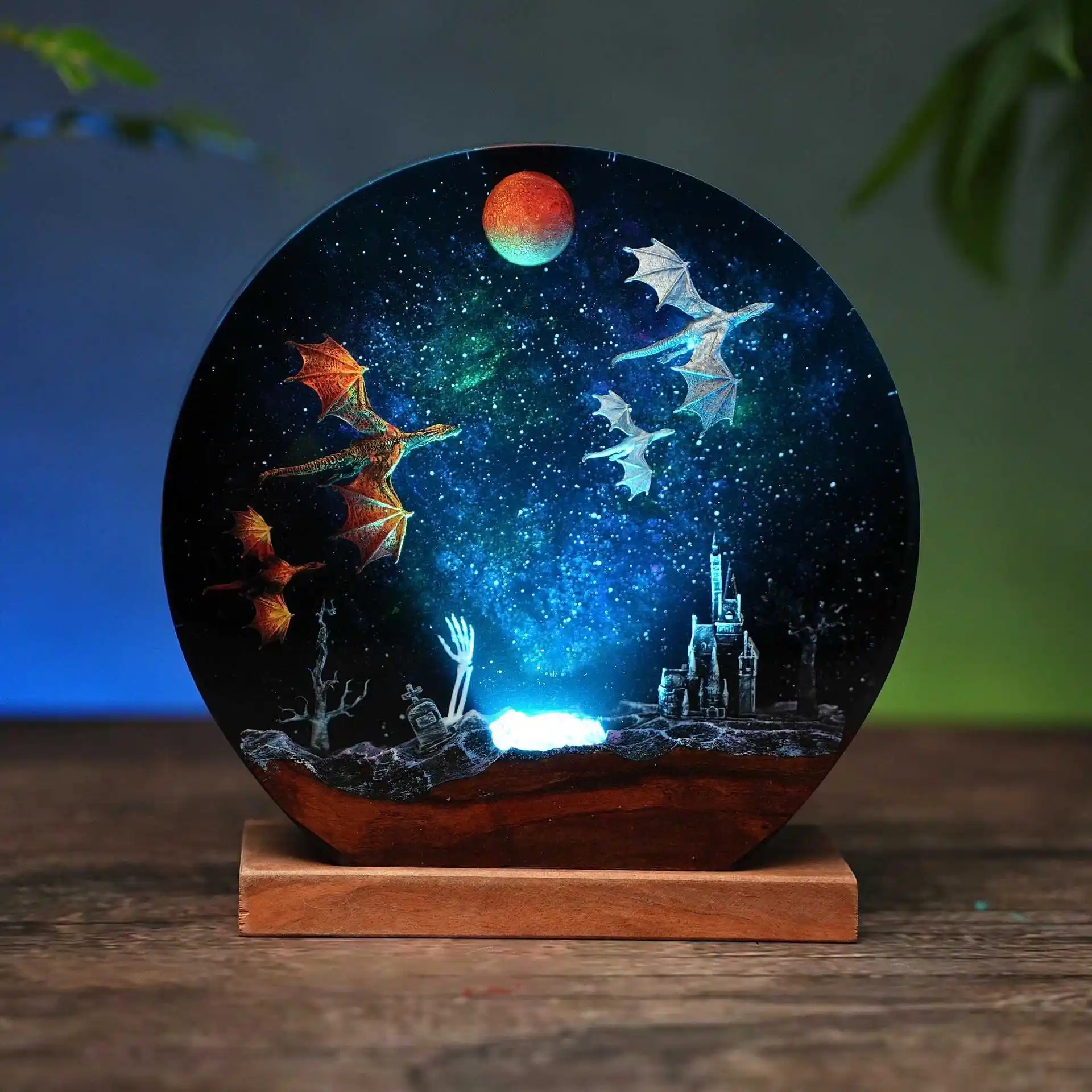 Resin Lamp Ice Dragon And Fire Personalized