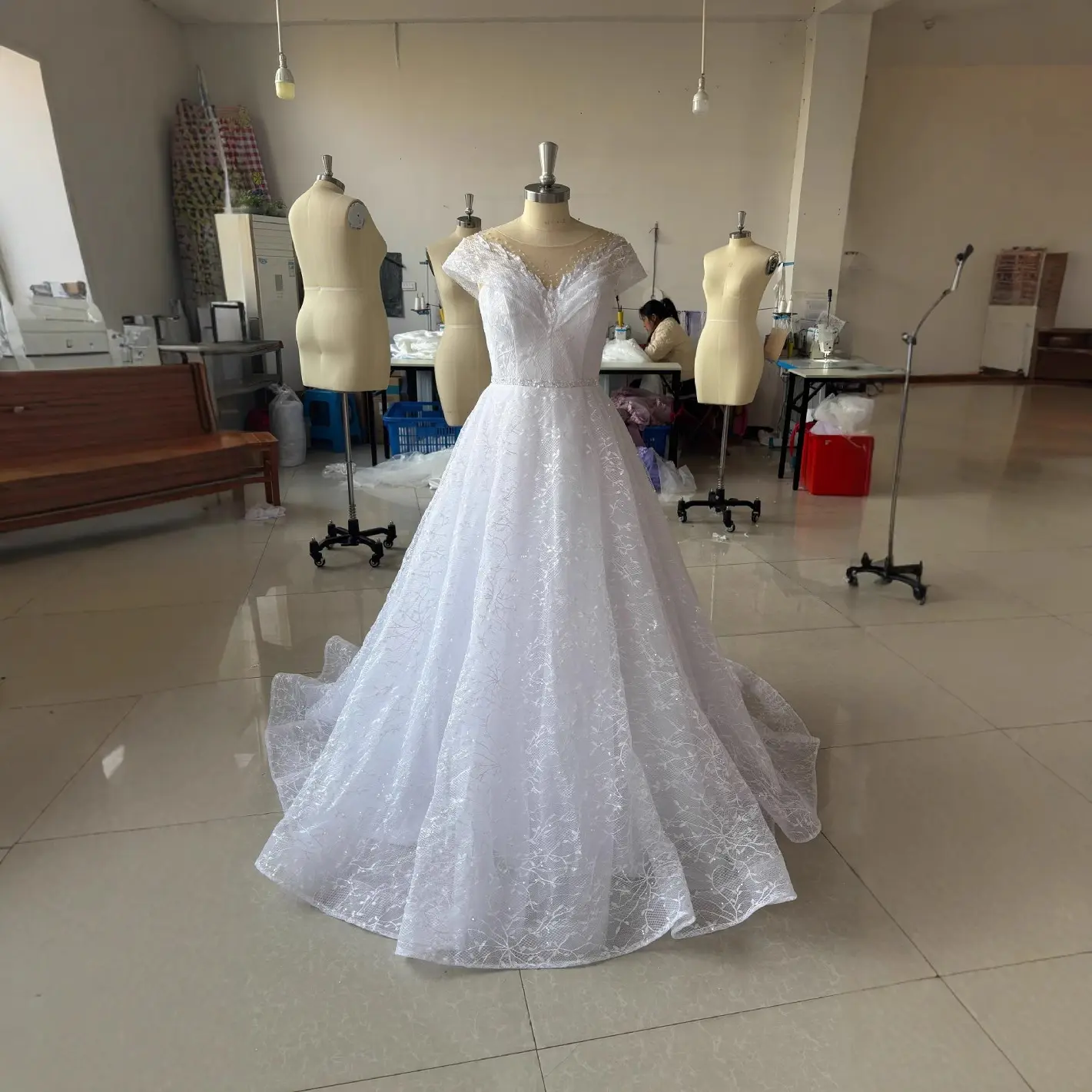Off-shoulder Light Wedding Dress Bridal Main Yarn