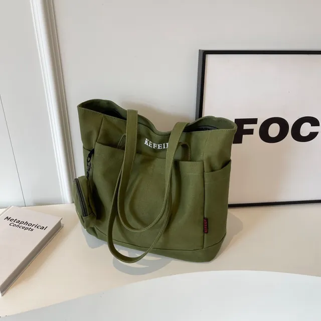 Canvas Shoulder Leisure Class Commuter Tote Bag Green - Shop at LoveMi
