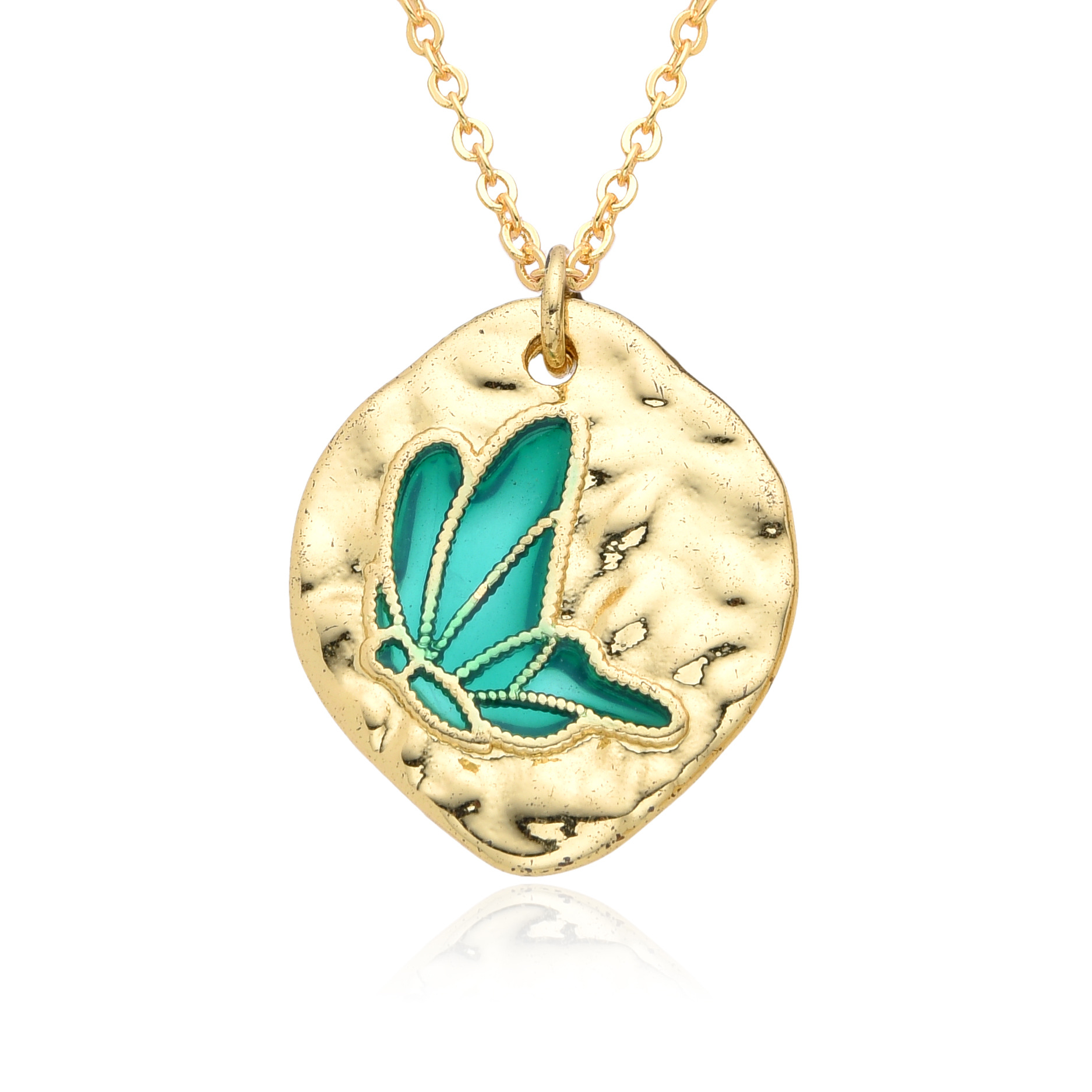 Friendship Fossil Butterfly Necklace Simple Dripping Oil
