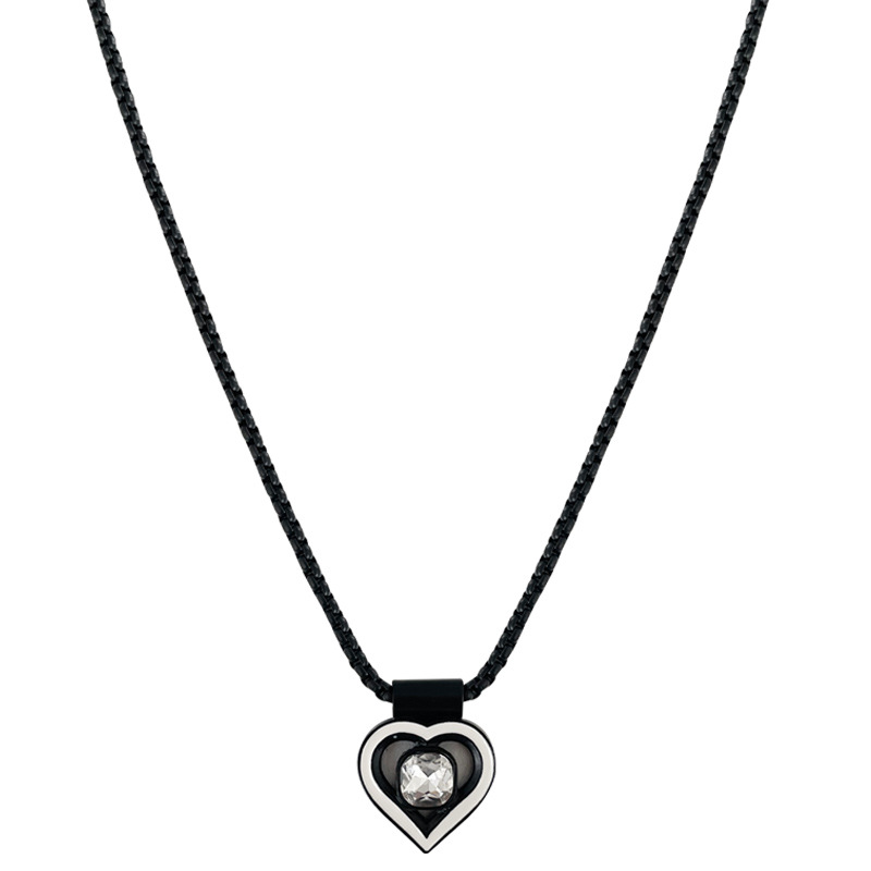 Black Chain Stitching Love Necklace For Women