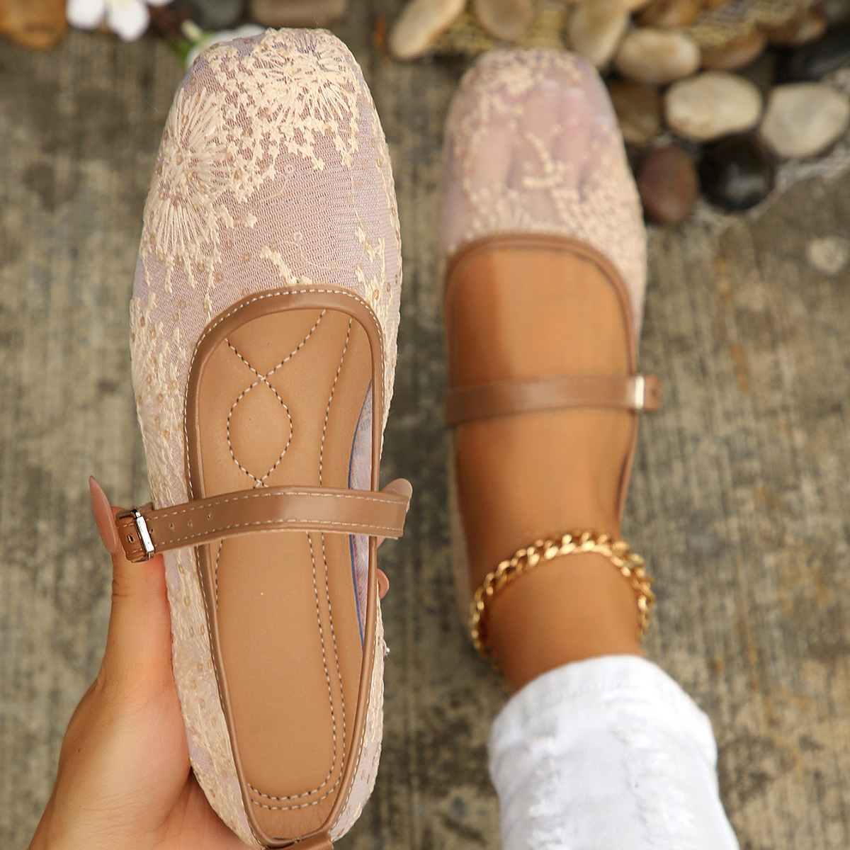 Retro Mary Jane Flat, Low-cut Leather Belt-strap Loafers