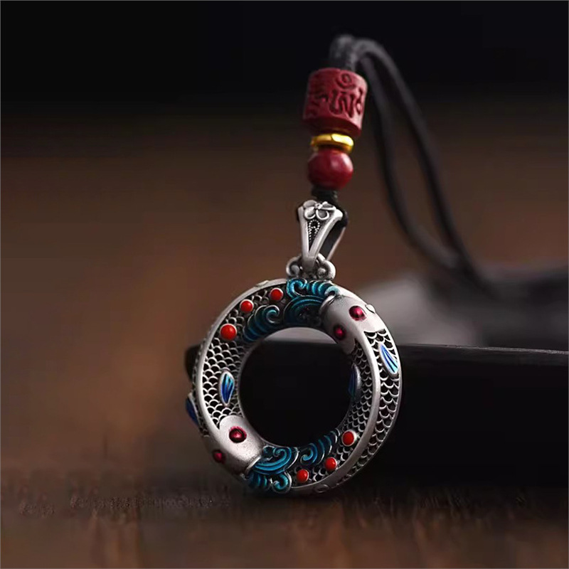 Cinnabar Retro Chinese-style Lucky Koi Necklace