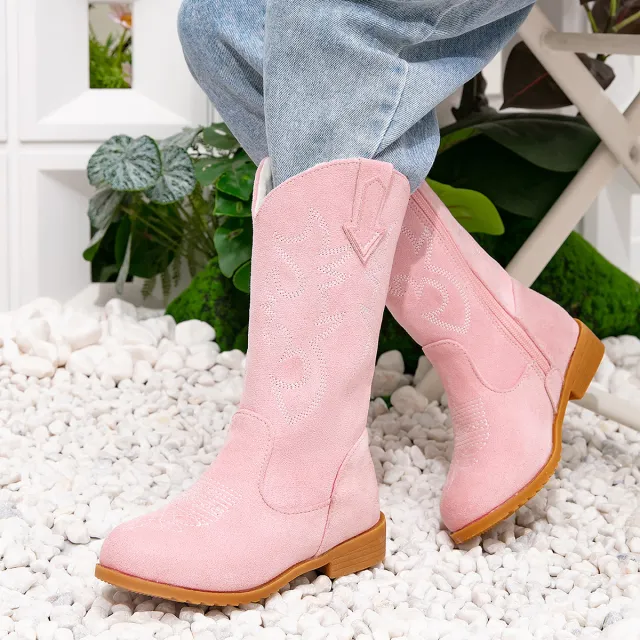 Girls Princess Boots Autumn And Winter New Fleece lined Warm Boots Pink - Shop at LoveMi