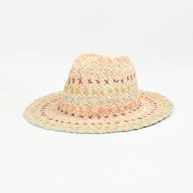 Color Stitching Raffia Hat Women's Spring And Summer New Blue Edge - Shop at LoveMi