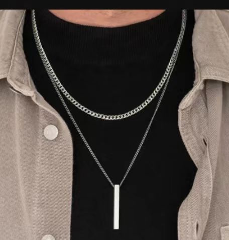 Men's Minimalist Stainless Steel Long Double Layered Necklace