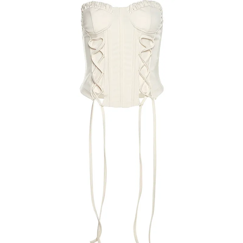 New Women's Solid Color Slim-fit Fashion Off-neck Sexy Backless Underwaist - Apricot