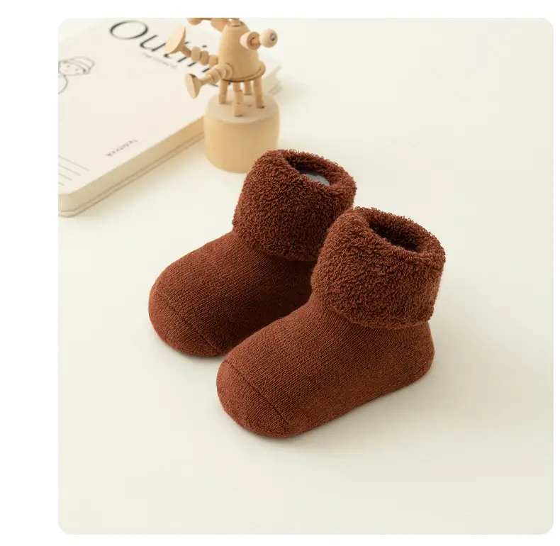 Newborn Baby AutumnWinter Terry-Style Fleece-Lined Non-Slip Floor Socks