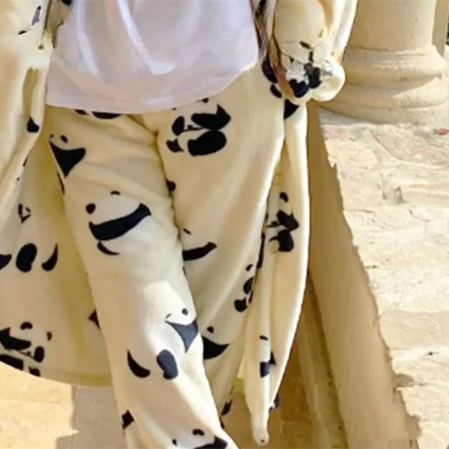 Women's Flannel Thick Warm Pajama Pants Panda Free Size - Shop at LoveMi