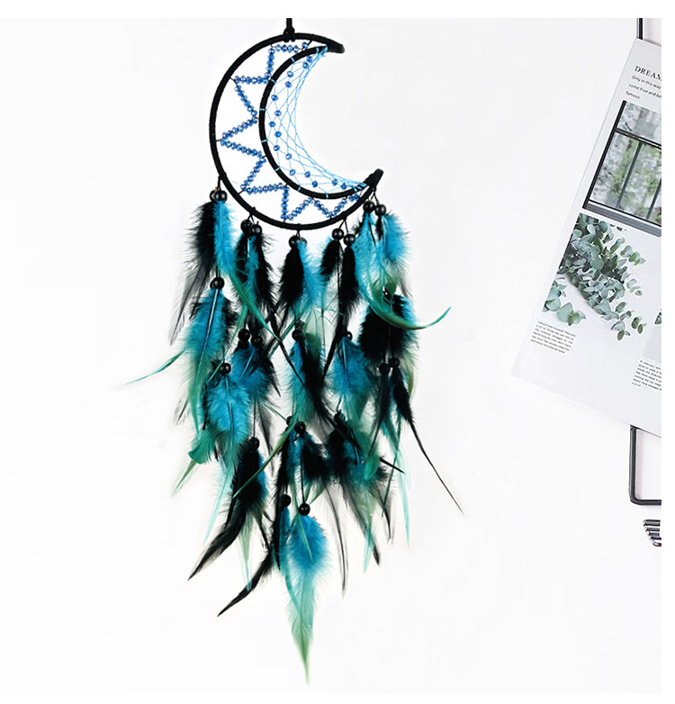 Title 7, Moon Indian Dreamcatcher Woven Wind Chimes Feat...