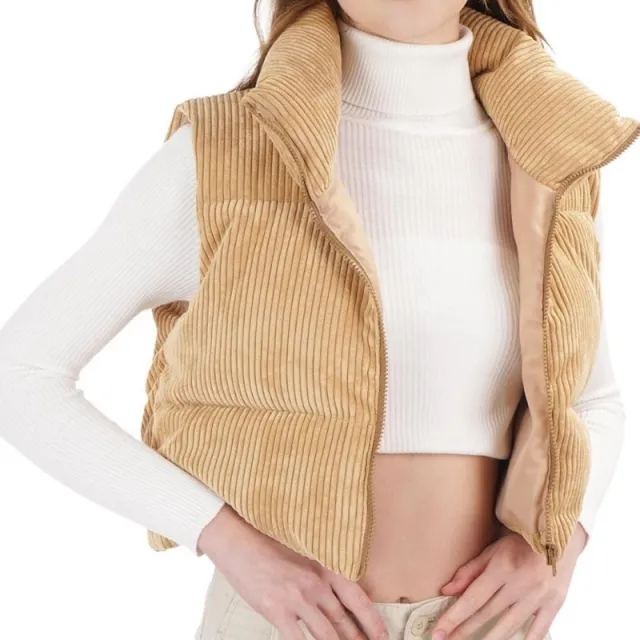 Vest Sleeveless Cotton Coat Jacket Women Khaki - Shop at LoveMi
